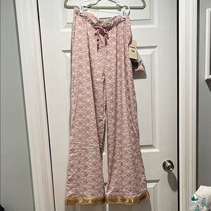 Chic Pink and Gold Women's Wide Leg Pants